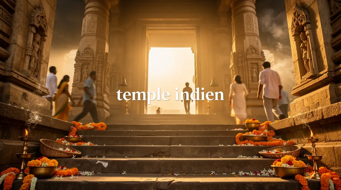 entrée temple indien portail fleurs visiteurs