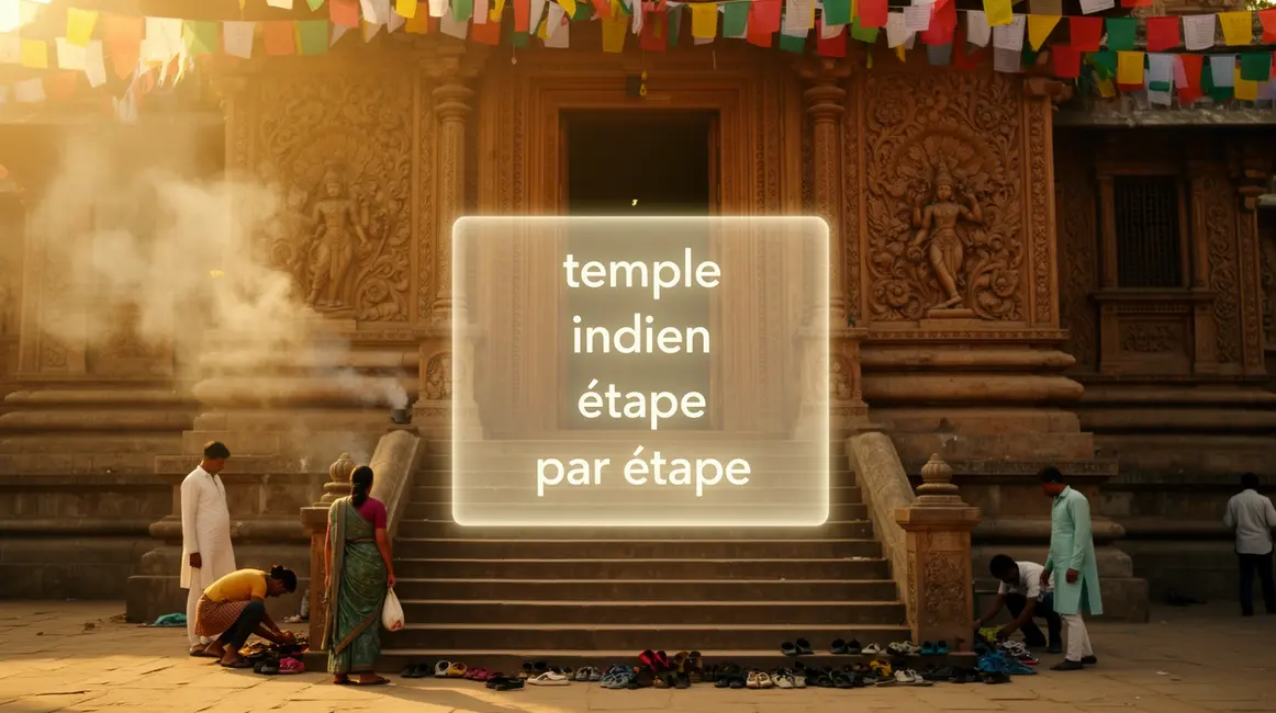 scène devant temple indien rituel visiteurs