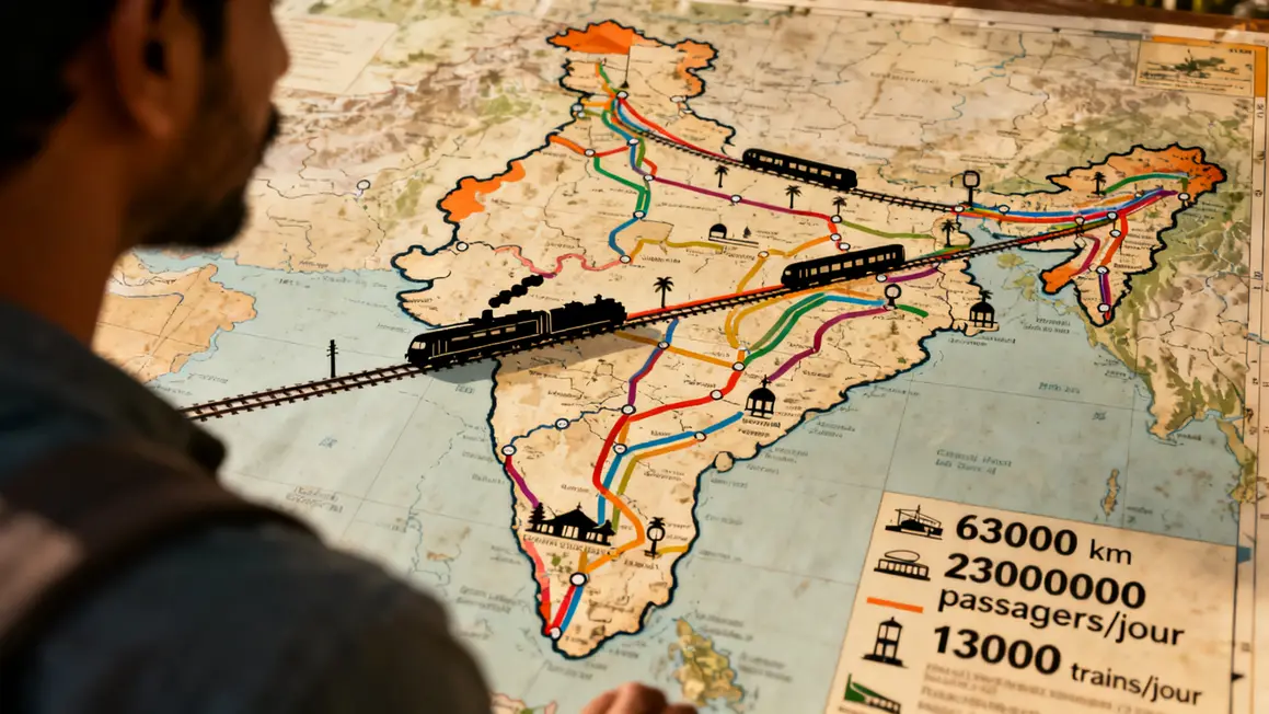 Carte stylisée réseau ferroviaire train en Inde