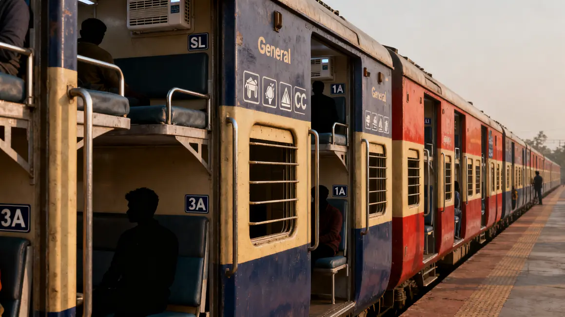 Illustration classes wagons train en Inde climatisation