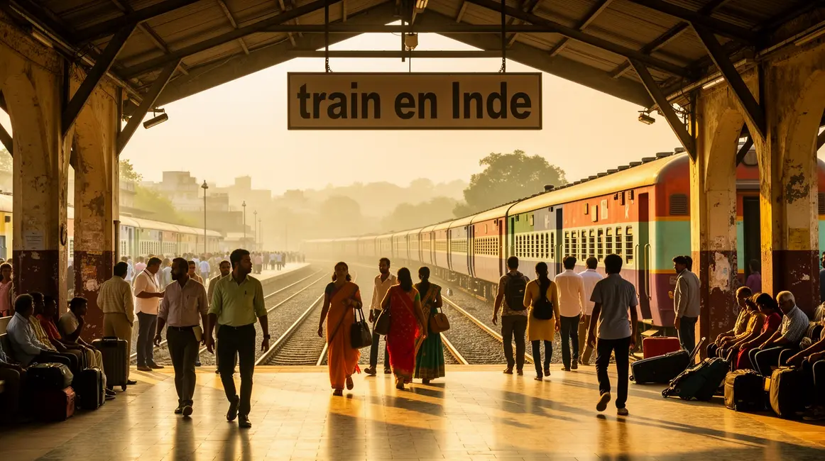 train en inde gare indienne foule et paysage