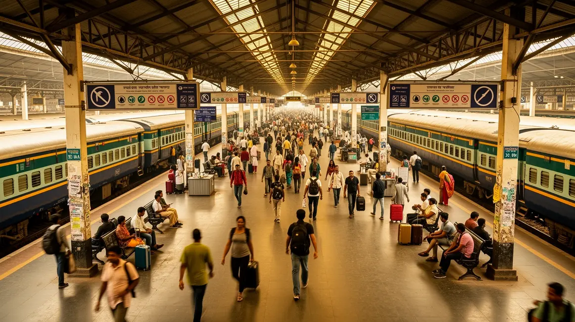 Photo gare indienne vivante trains colorés train en Inde