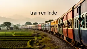 train en Inde traversant paysage rural