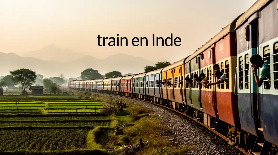 train en Inde traversant paysage rural