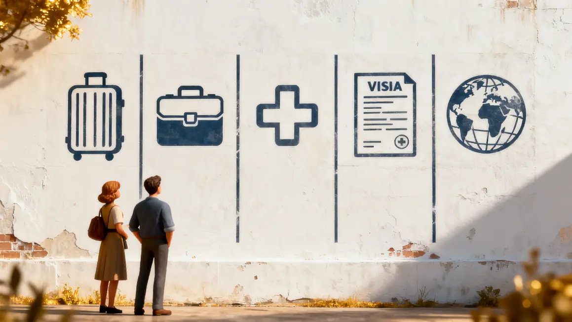 tableau types visa Inde symboles mur blanc
