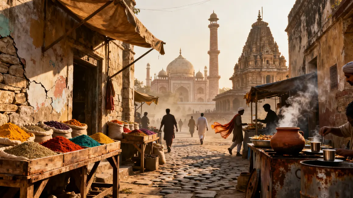 Ruelles anciennes épices mosquée Delhi