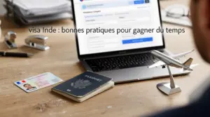 bureau administratif visa Inde carte pièce identité ordinateur