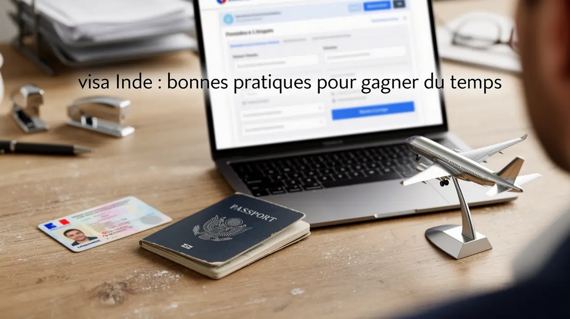 bureau administratif visa Inde carte pièce identité ordinateur