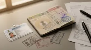 visa inde passeport carte identité sur table