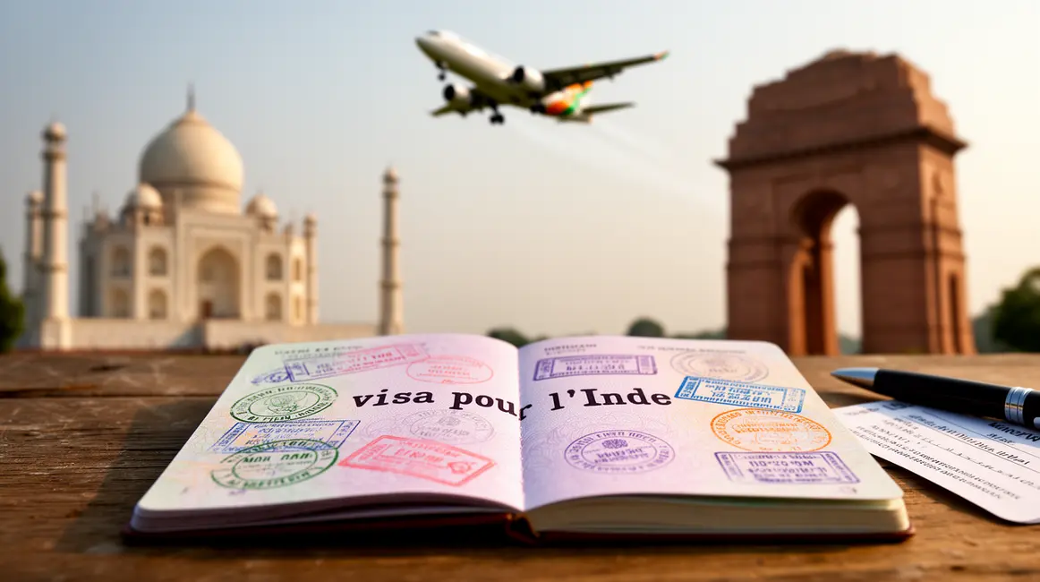 Image visa pour l Inde avec passeport et monuments indiens
