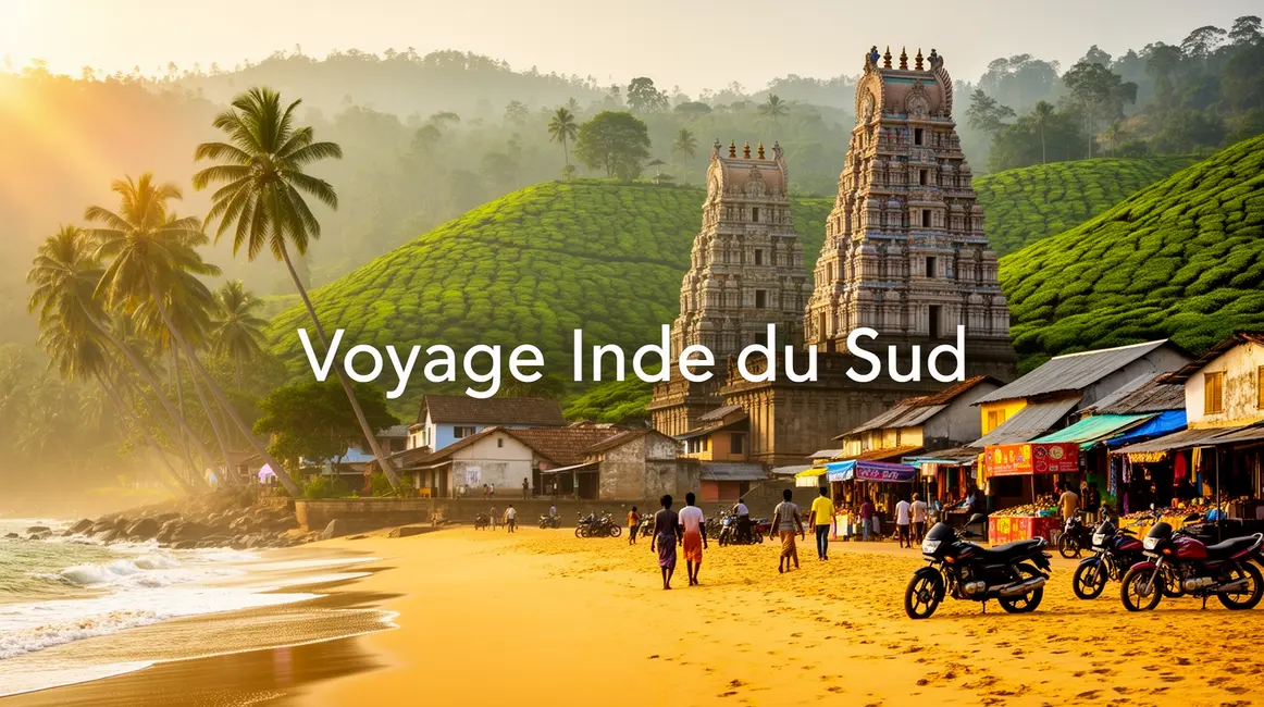 Paysage tropical Inde du Sud plage temple the
