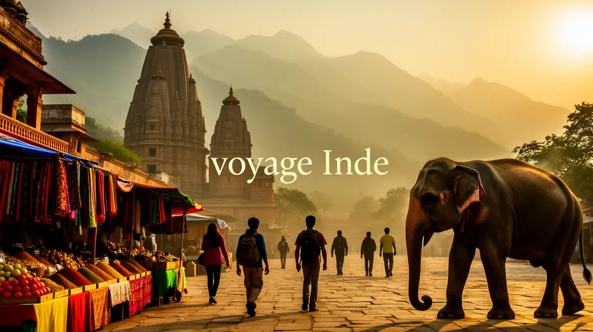 voyage Inde scène paysage et éléphant