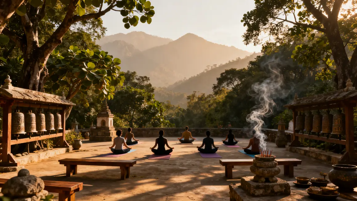 yoga en inde ashram méditation montagne