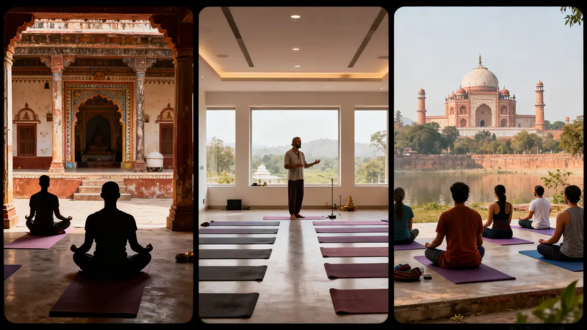 expériences yoga inde ashram et salle moderne
