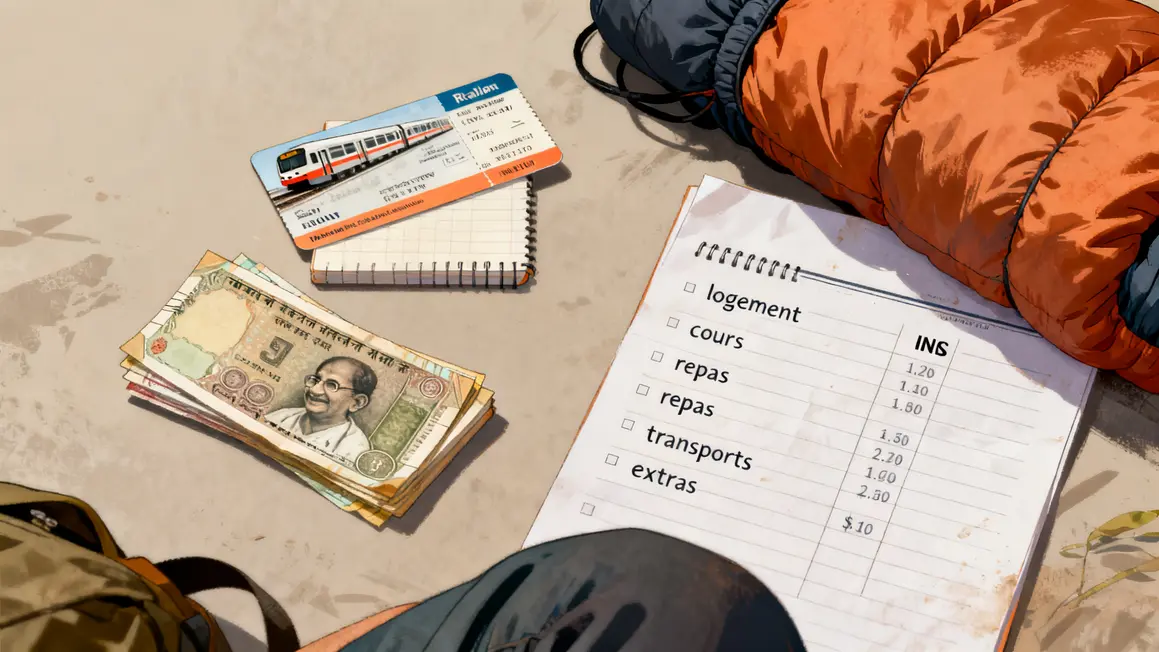 Objets budget yoga Inde séjour transport INR