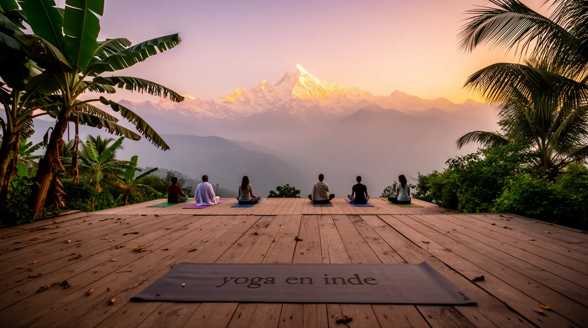tapis yoga inde au lever du soleil