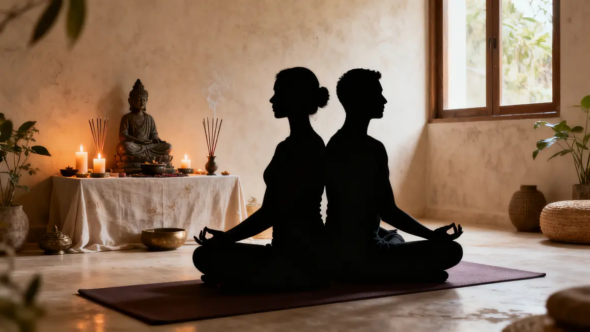 silhouettes yoga spiritualite autel meditation respiration