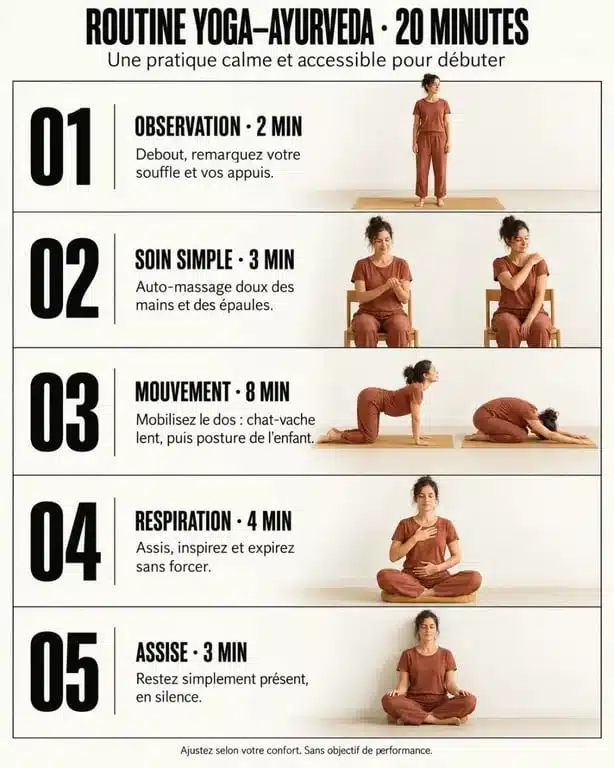 Routine yoga and ayurveda de vingt minutes en cinq étapes pour débuter