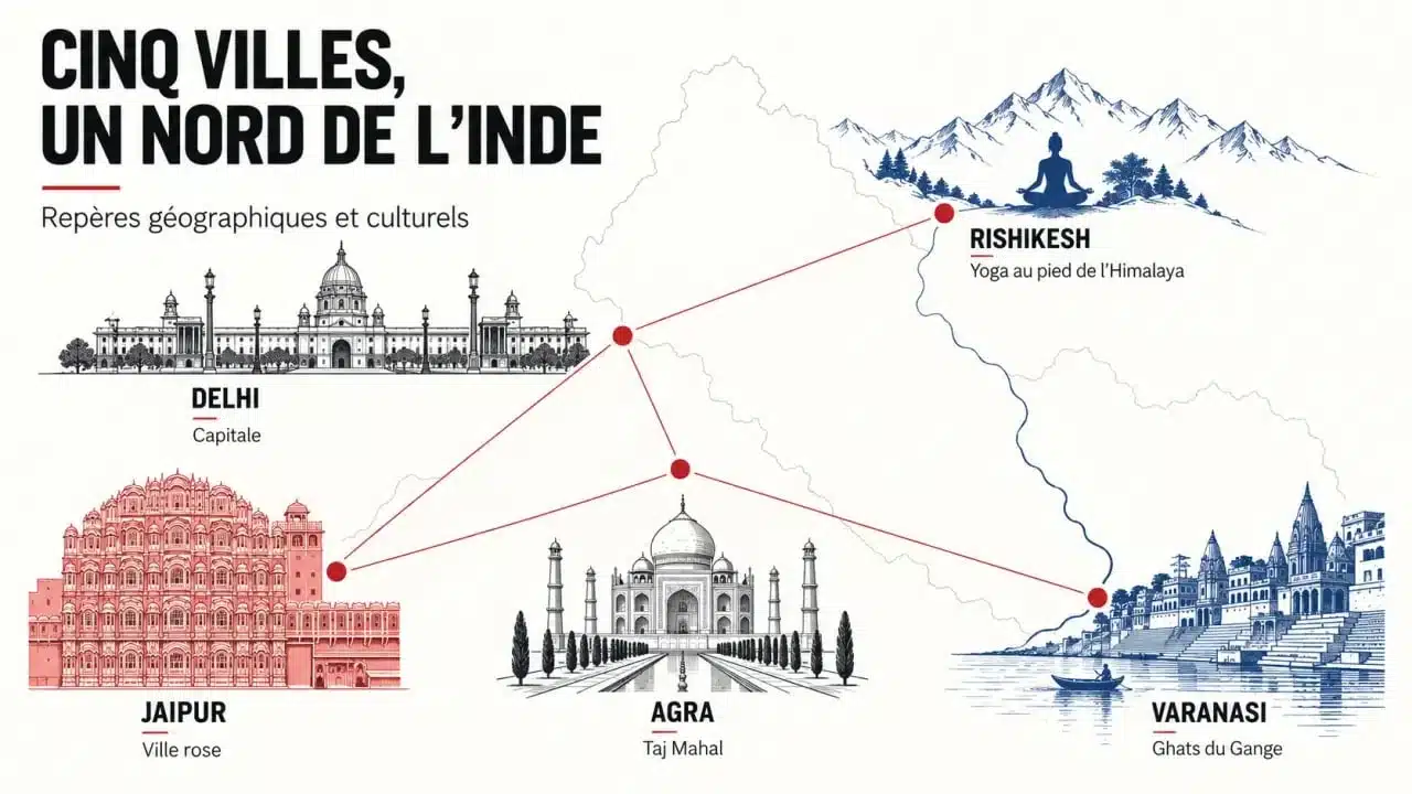 Ville des Indes : aperçu visuel de Delhi, Agra, Jaipur, Varanasi et Rishikesh