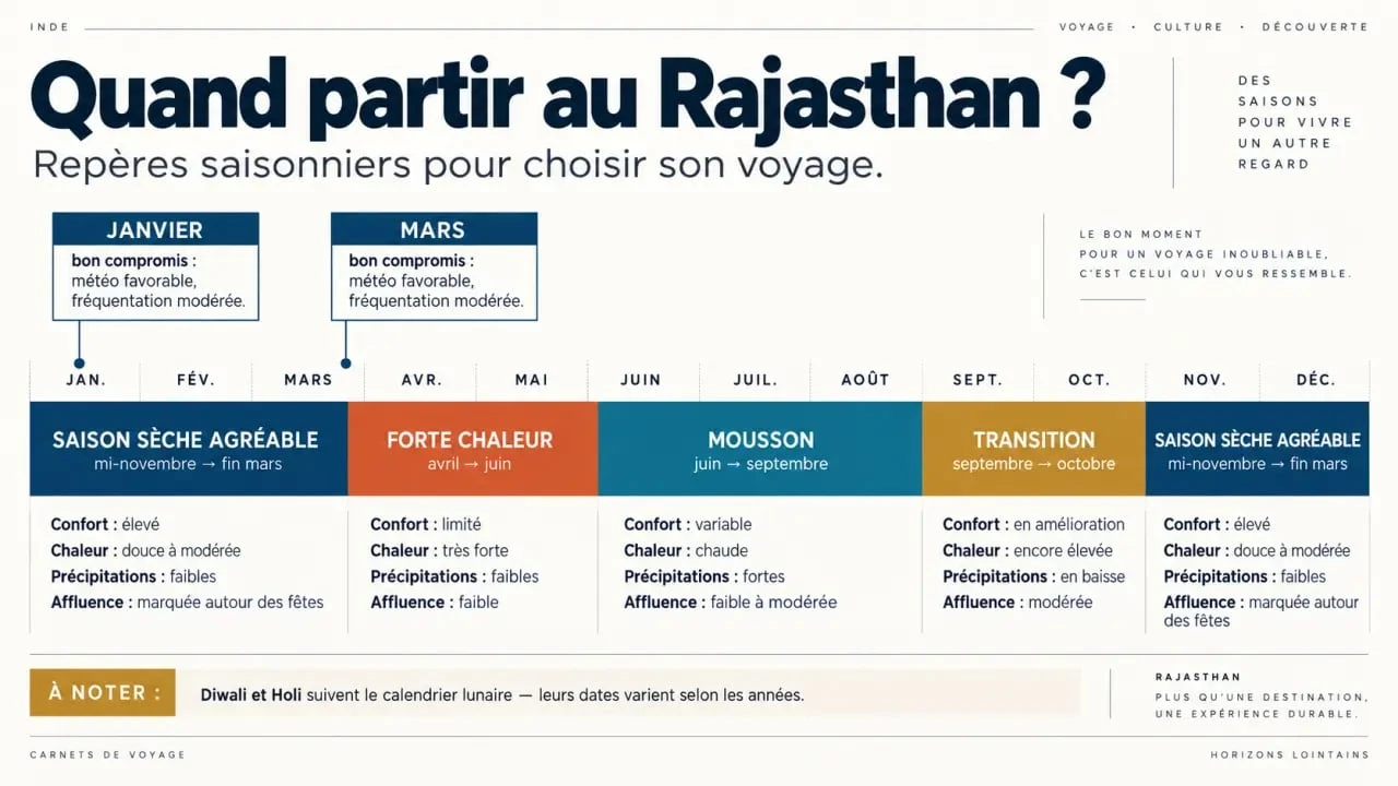 Quand partir au Rajasthan : calendrier des saisons, de la météo et de l'affluence
