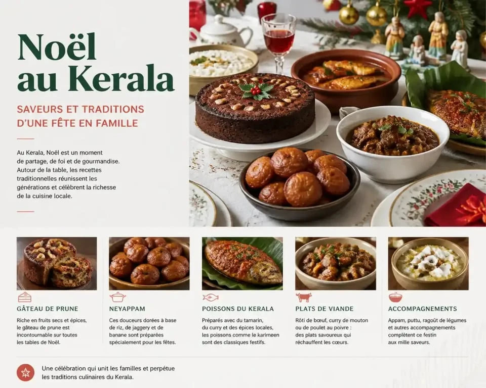 Repas traditionnel de Noël en Inde avec spécialités du Kerala