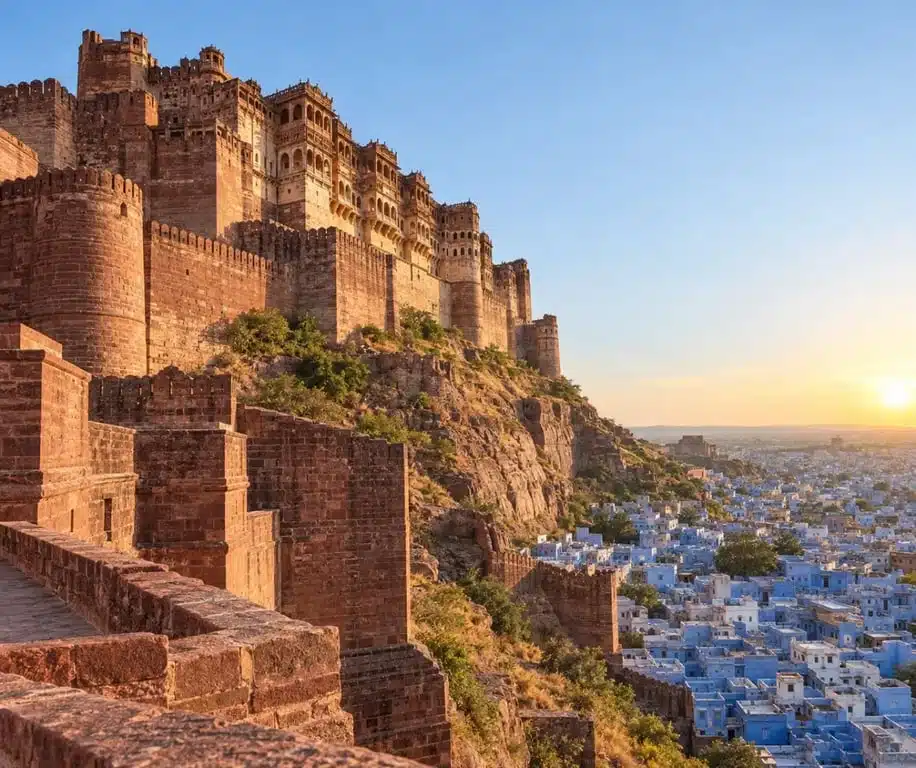 Palais en Inde : le fort-palais de Mehrangarh surplombant la ville bleue de Jodhpur