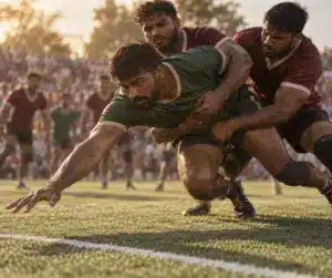 Sports kabaddi : raider touché par défense collective en match