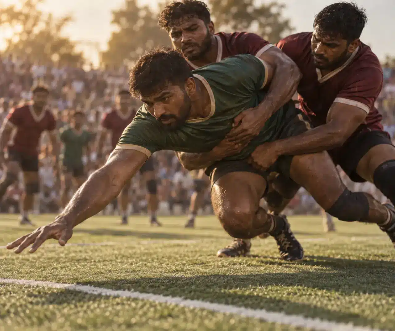 Sports kabaddi : raider touché par défense collective en match