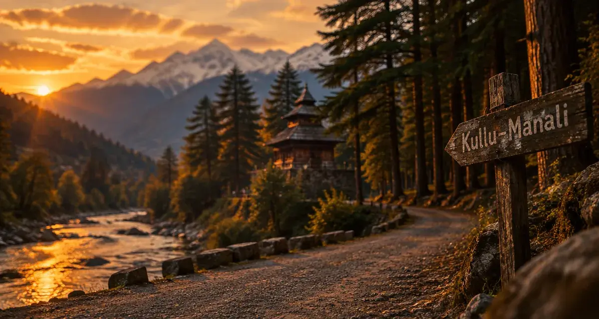 Himachal Pradesh Kullu Manali, route Beas au golden hour