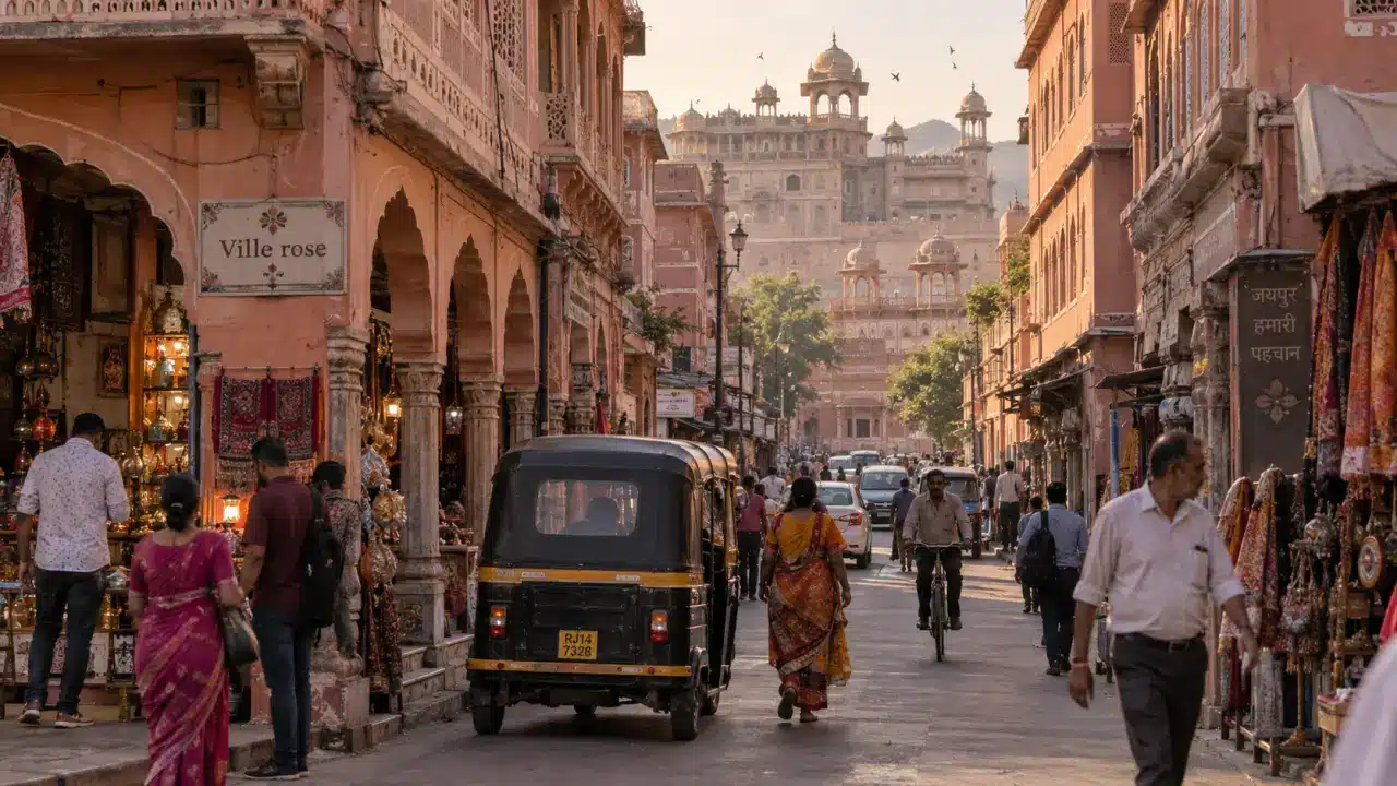 Jaipur rajasthan indien, vue ville rose et City Palace en neuf carrés