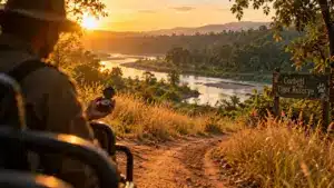 Parc national Jim Corbett : safari golden hour, tigre imprévisible
