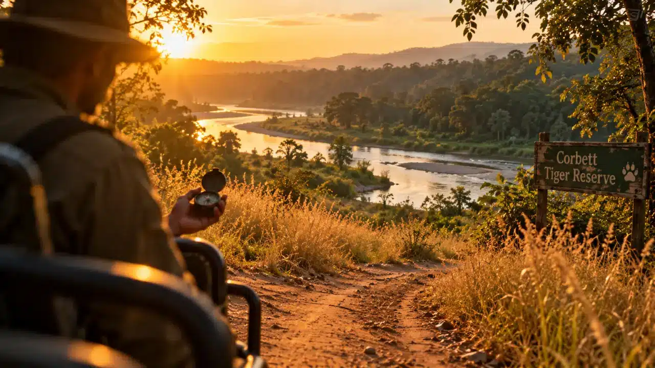 Parc national Jim Corbett : safari golden hour, tigre imprévisible